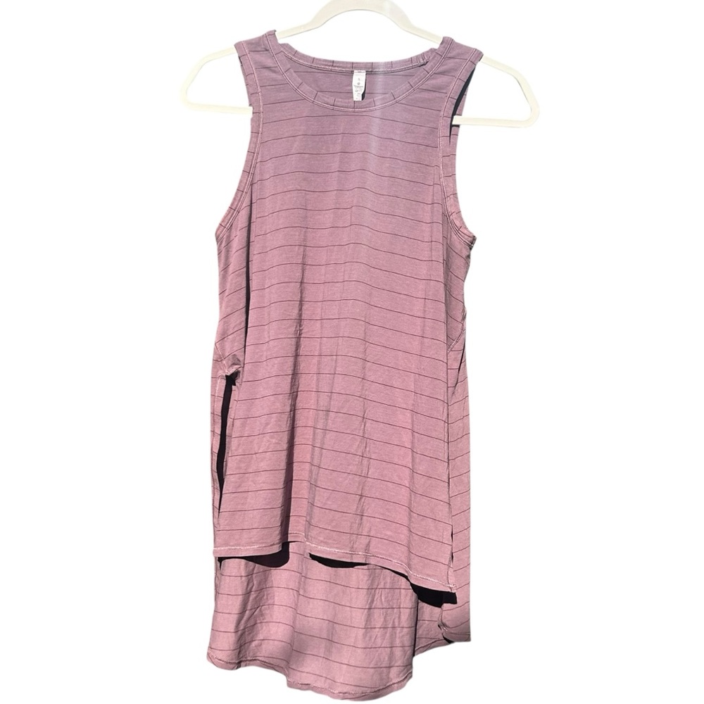 Lululemon purple striped exercise top with big side slits size S